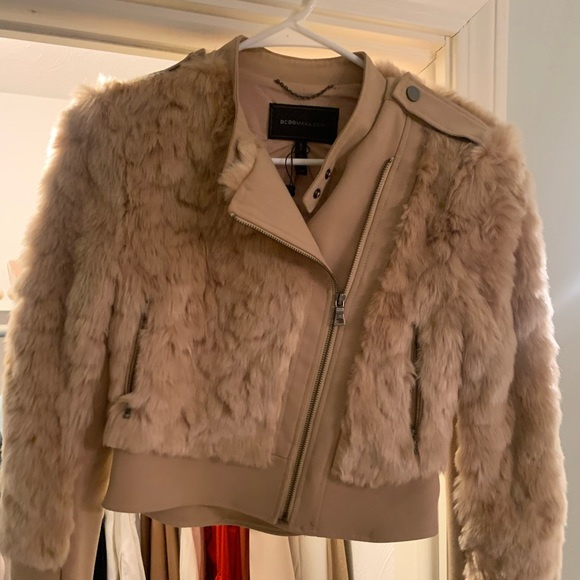 BCBG tan fur jacket - Picture 1 of 4